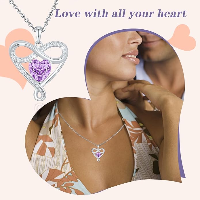 925 Sterling Silver Infinity Necklace - Exquisite Silver Jewelry for Women, Love Heart Necklace for Birthday, Anniversary, Valentine’s Day - Ideal Gift for Girlfriend, Wife, Mom, or Her