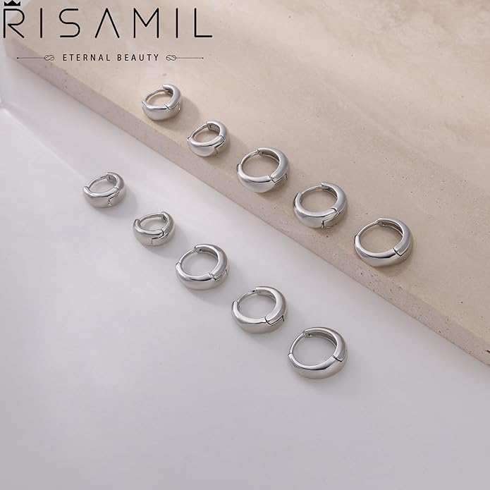 Hoop Earrings for Women 14K Gold Plated/Silver Hoops Simple Knot Huggie Small Hoop Earrings Set Trendy Hoops Everyday Wear Earrings for Women Jewelry