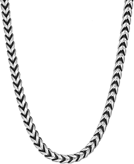 Metro Jewelry Stainless Steel Franco Chain Necklace with Black Plating 8 MM 24 Inch Chain with Lobster Claw