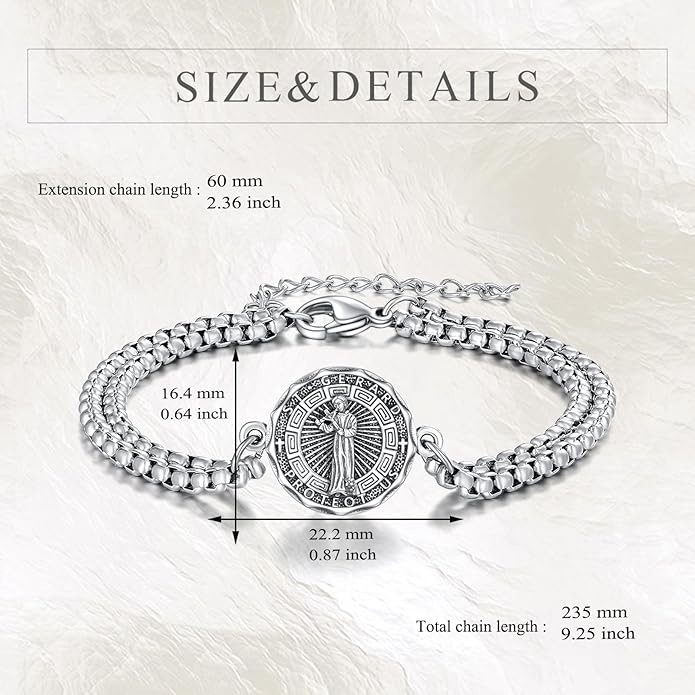 YFN Patron Saint Bracelet Sterling Silver Religious Protector Bracelet Jewelry Gift for Women Men
