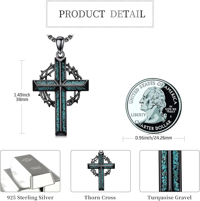 Cross Necklace for Men 925 Sterling Silver Celtic Cross Pendant Christian Jewelry Religious Christmas Gifts for Women