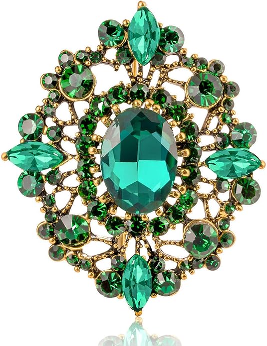 LAXPICOL Vintage Clear Austrian Crystal Brooch Pin for Women Elegant Wedding Bridal Brooches Broach Pin 1.69"*1.39"