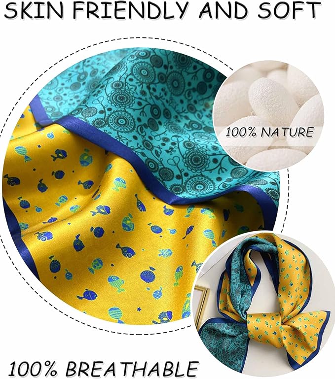 Dailyacc Hair Scarf for Women Fashion Silky Satin Headscarf Wrap Breathable Lightweight Neck Scarves For Handbag