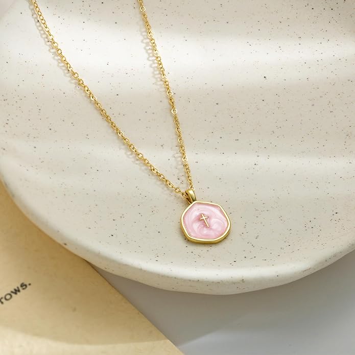 Tewiky Cross Necklace for Women-Dainty Simple 14k Gold Plated Cross Pendant Cute Necklaces for Women Jewelry