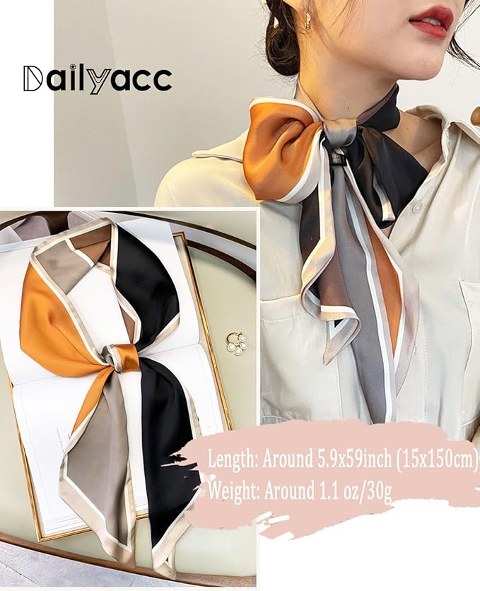 Dailyacc Hair Scarf for Women Fashion Silky Satin Headscarf Wrap Breathable Lightweight Neck Scarves For Handbag