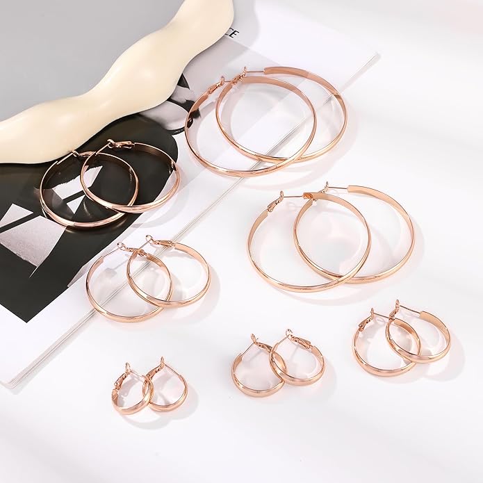 Gacimy 14K Gold Plated Hoop Earrings for Women, 14k Real Gold Plated with 925 Sterling Silver Post, Hypoallergenic Lightweight Thick Hoops Earrings for Women Trendy