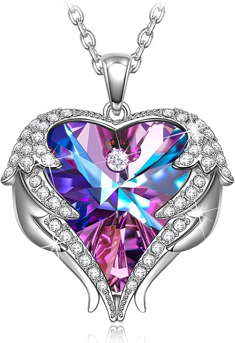 Kate Lynn Angel Wings Heart Necklaces for Women, Birthday Anniversay Christmas Gifts for Mom Wife Daughter Girfriend, Symbol of Love, Protection and Eternal Hope