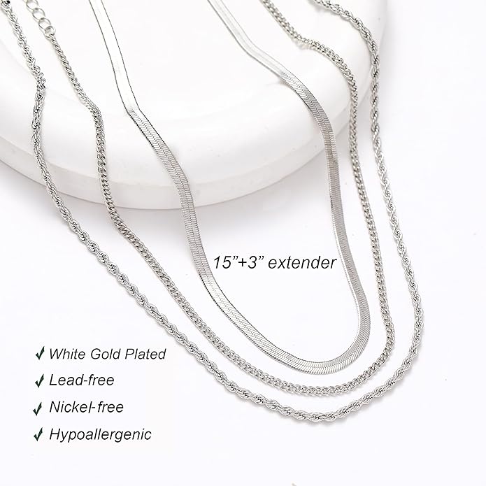 wgoud Gold Necklace for Women Waterproof,14K Real Gold Plated Herringbone Choker Necklace for Women Trendy, Dainty Gold Chain Necklaces Stack,Simple Layered Gold Necklaces for Women Jewelry Gifts