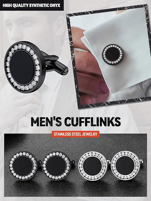 FaithHeart Mens Cufflinks, Norse Viking Tuxedo Shirt Cuff Links, Stainless Steel Cuff Links and Shirt Studs, Gift Box
