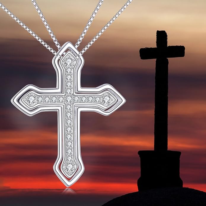 JBAERD Couples BFF Matching Necklaces 925 Sterling Silver Cross/Yin Yang/Sun Moon/Mountain Wave Pendant Necklace Anniversary Birthday Gifts
