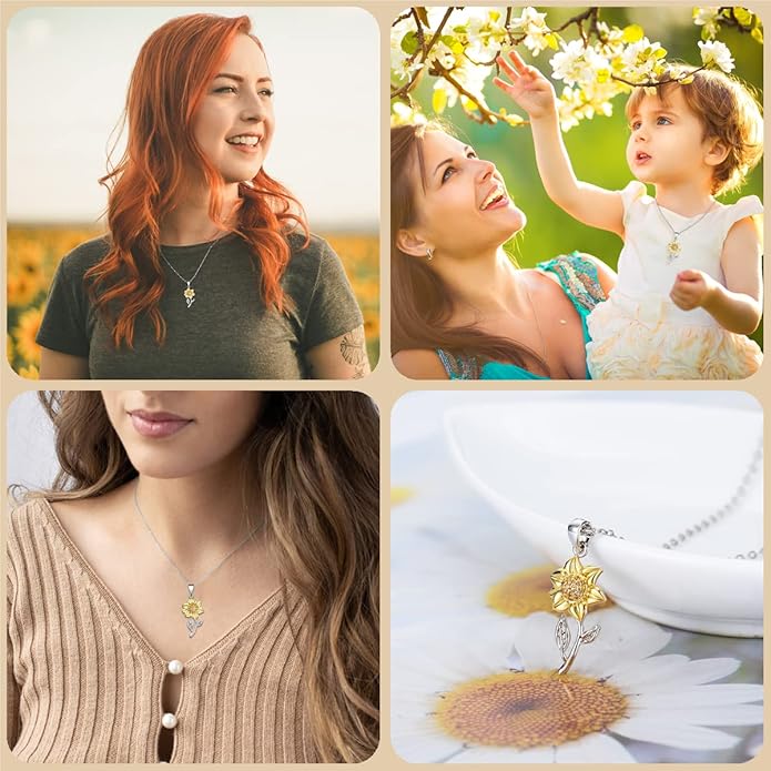 Tarsus Sunflower Necklace, You are My Sunshine, Sunflower Gifts Ideas for Women, Inspirational Gifts for Women Teen Girls Birthday Christmas Valentines Day
