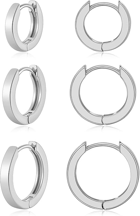 Gacimy 3 Pairs Small Gold Huggie Hoop Earrings Set, 14K Gold Plated Hypoallergenic Huggies for Women, Multiple Piercings