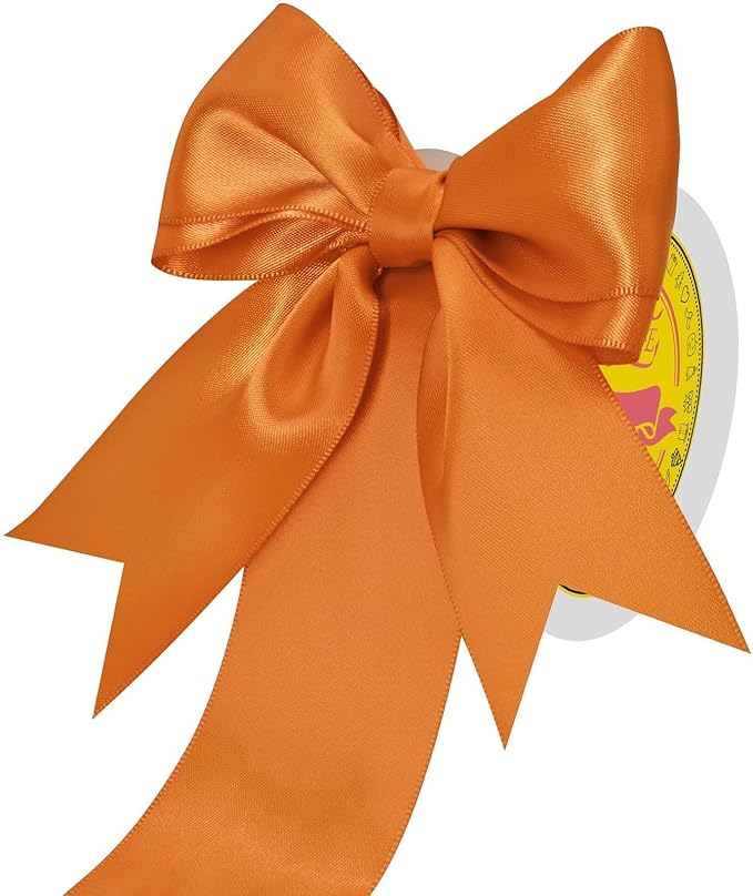 LEEQE Double Face Autumn Orange Satin Ribbon 2 inch X 25 Yards Polyester Autumn Orange Ribbon for Gift Wrapping Very Suitable for Weddings Party Hair Bow Invitation Decorations and More