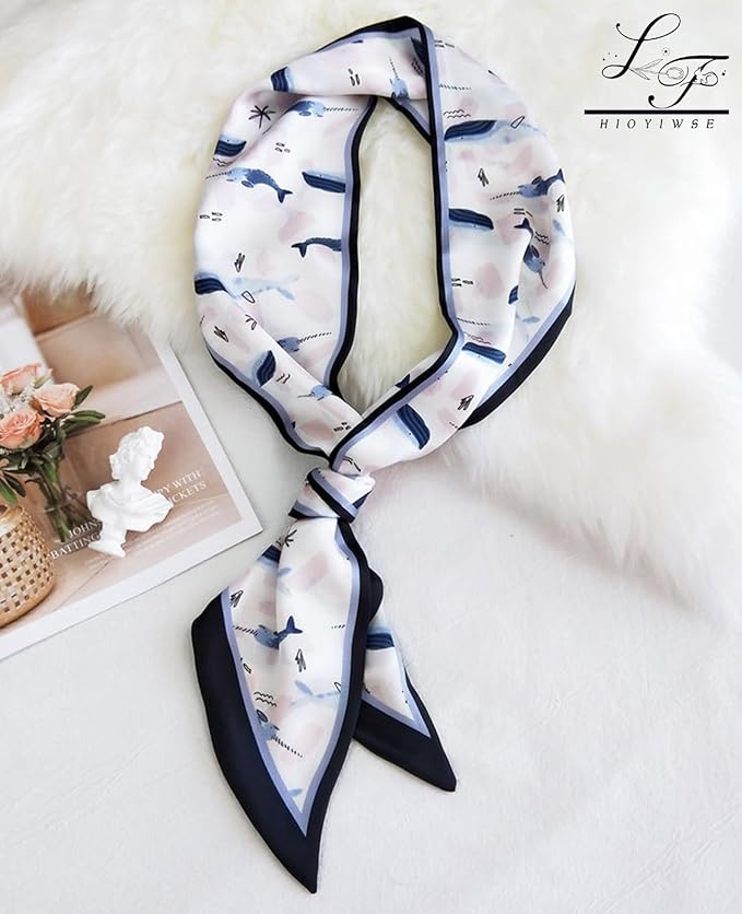 Hioyiwse Head Scarf Hair Neck Scarves For Women Purse Bag Scarfs For Handbags Silky Long Thin Satin Headscarf Fashion