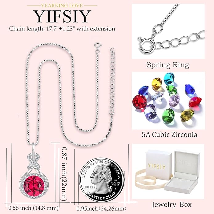 Ruby Infinity Jewlery Set for Women, 925 Sterling Silver Necklaces and Earrings Halo July Birthstone Jewelry Gift for Birthday Anniversary