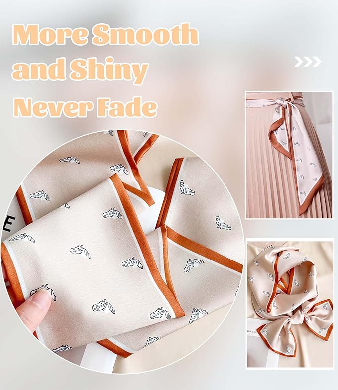 kcctoo 59" Mulberry Silk Like Head Scarf Women's Fashion Square Neck Satin Scarfs for Bag Hair Scarves Gift 59 * 5.9”