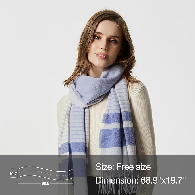 EURKEA 100% Cashmere 2025 Winter Scarf for Women Fringed Edges Warm & Soft Lightweight Solid/Plaid/Two-Tone Free Size