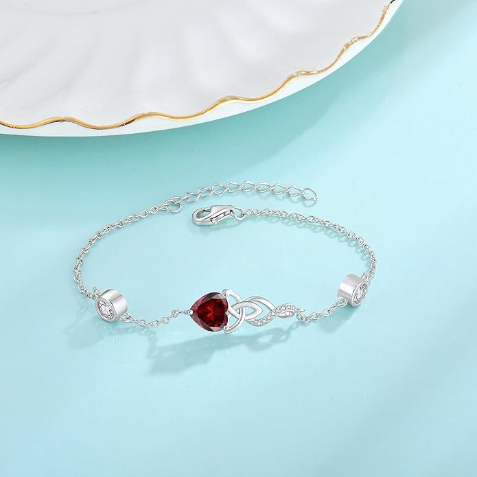 Infinity Celtic Knot Bracelet 925 Sterling Silver Birthstone Bracelet Irish Jewelry Gifts for Women