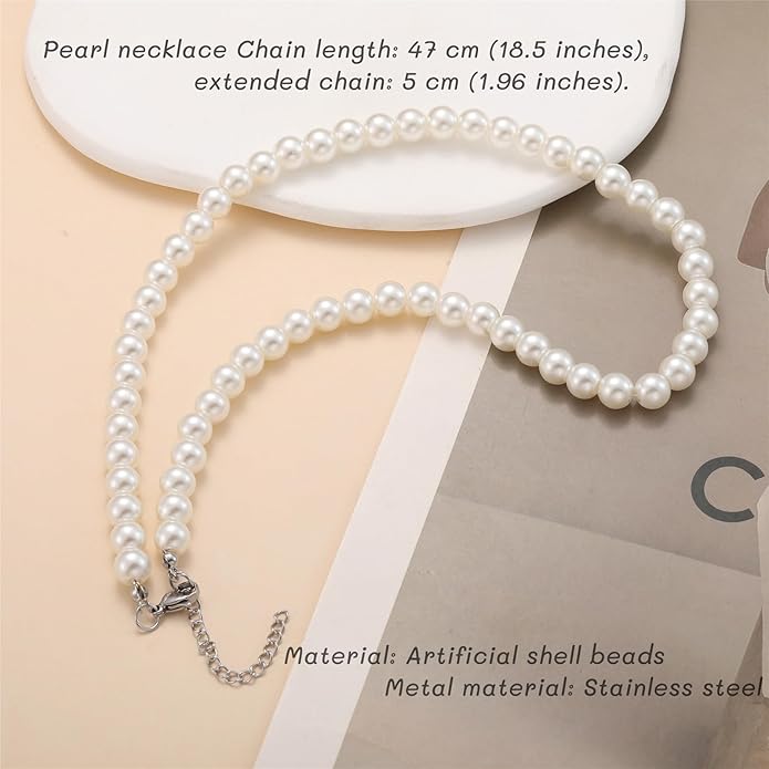 la luen Pearl Bride Wedding Jewelry Set Faux Pearls Crystal Rhinestone Necklace Earrings Bracelet Sets for Women Bridesmaid(3 PCS)