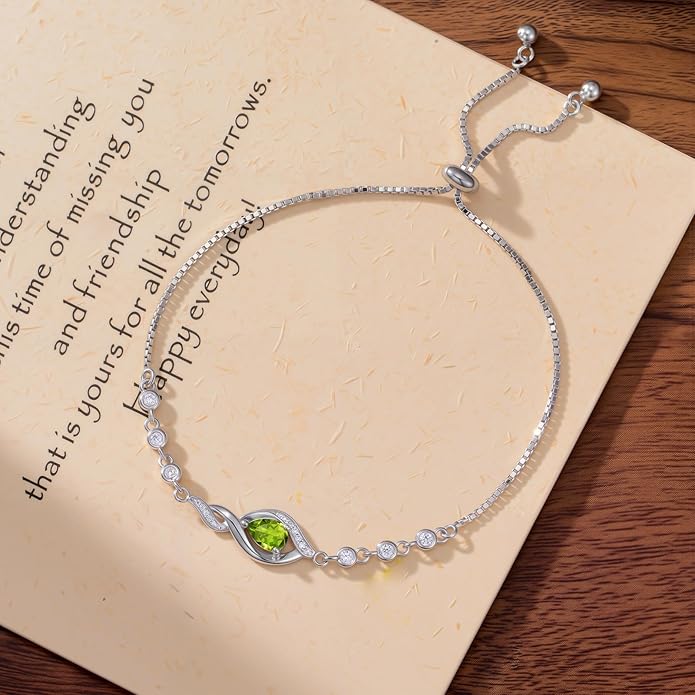 Christmas Gifts Birthstone Bracelet for Women 925 Sterling Silver Infinity Love Jewelry Birthday Gifts for Women Mom Wife Girlfriend