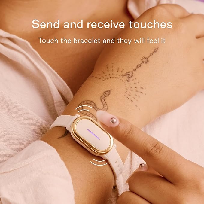 BOND TOUCH 4 Long-Distance Relationship Smart Bracelet for Couples to Feel Connected (1 Unit) Long Battery Life, Bluetooth Connection, Haptic Vibration, Compatible with iOS and Android (Off-White)