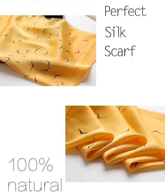 kcctoo 27.5" Mulberry Silk Feeling Head Scarf Women's Fashion Square Neck Satin Scarfs for Bag Hair Scarves Gift