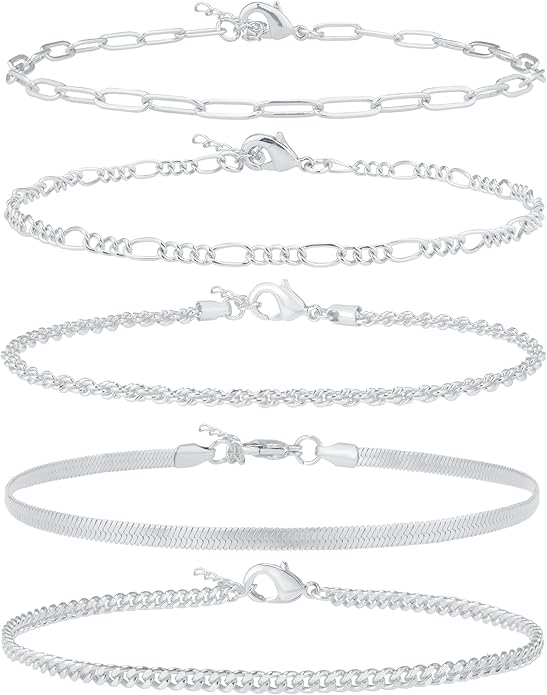 Gold/Silver Plated Anklet Bracelets for Women Waterproof Plus Size Cuban Link Chain Ankle Bracelet for Large Ankle 9-12inch