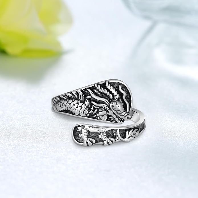 Spoon Rings for Women 925 Sterling Silver Mushroom/Phoenix/Snake/Cardinal/Octopus/Tree of Life/Sunflower/Highland Cow/Dragonfly/Dragon/Horse/Sea Turtle/Frog Rings