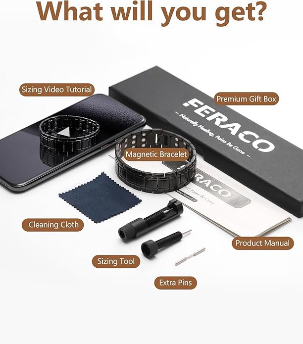Feraco Copper Bracelet for Men 3X Strength,Magnetic Therapy Bracelet Copper Jewelry with Powerful 3800 Gauss Magnets,Premium Fold-Over Clasp