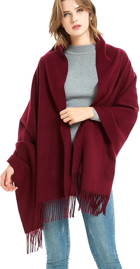 Novawo Wool Shawl Large Thick Pashmina Travel Blanket Scarf Winter Wraps for Women