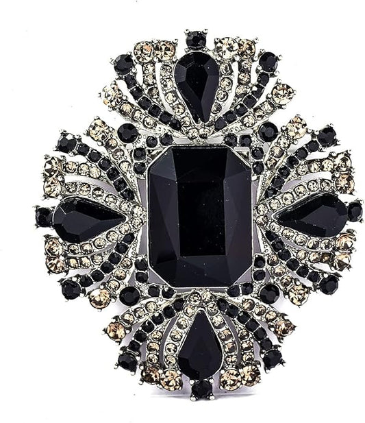 YOQUCOL Vintage Austrian Crystal Rhinestone Flowers Shaped Brooch Pin for Women Girls Lapel Pin for Sweater,Coat Dress Accessories
