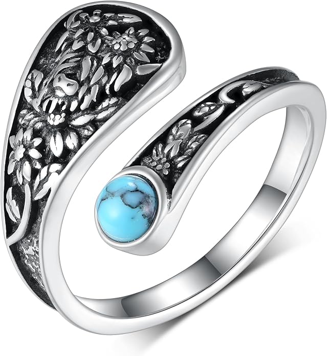 Spoon Rings for Women 925 Sterling Silver Mushroom/Phoenix/Snake/Cardinal/Octopus/Tree of Life/Sunflower/Highland Cow/Dragonfly/Dragon/Horse/Sea Turtle/Frog Rings