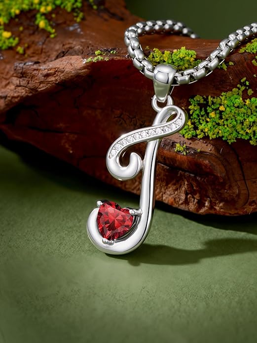 Christmas Gifts for Women Alphabet A to Z Initial Birthstone Pendant Necklaces for Women - 18k White Gold Plated Personalized Name Jewelry Valentine Mothers Day Birthday Gifts for Women Her Girlfriend