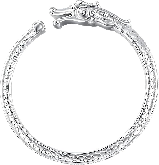 Kim Carrey S925 Sterling Silver Bracelet, Open Bangle Cuff Design, Men's Stacked Bracelets Gift Jewelry for My Man