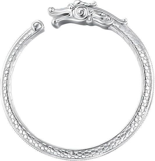 Kim Carrey S925 Sterling Silver Bracelet, Open Bangle Cuff Design, Men's Stacked Bracelets Gift Jewelry for My Man