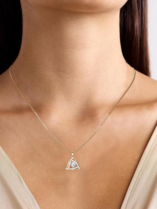 D Color 0.53ct/1.24ct/1.72ct/1.2ct Moissanite Necklace for Women Men, 925 Sterling Silver Chunky Circle/Triangle/Square Pendant, Birthday Christmas Valentines Jewelry, 16-20 Inch Box Chain Adjustable