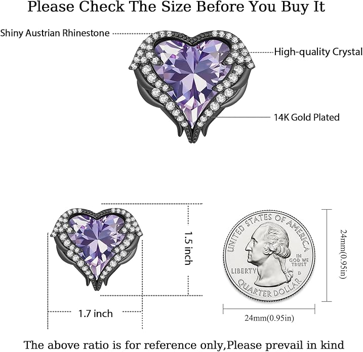 Brooches for Women Purple Heart Crystal - Austrian Rhinestone Scarf Brooch Pin Jewelry - Ladies Wedding Bouquet Broach for Birthday, Christmas, Anniversary