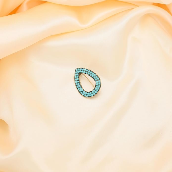 Turquoise West Cowboy Oval Tear Drop Brooch Pin for Women Retro Brooches Pins Classic Fashion Jewelry Accessories Gift