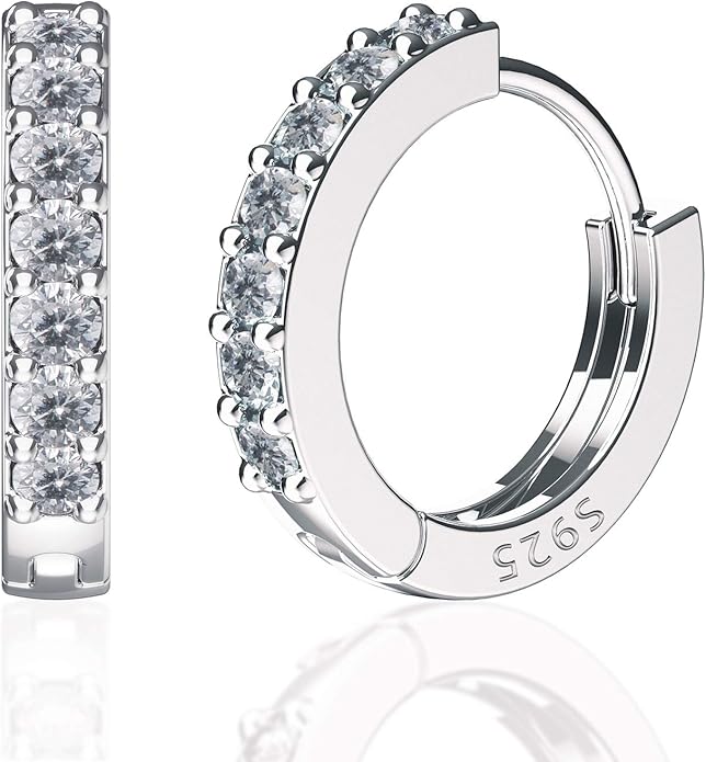 SWEETV 925 Sterling Silver Huggie Hoop Earrings for Women Girls-Tiny Small Cartilage Hoop Earring