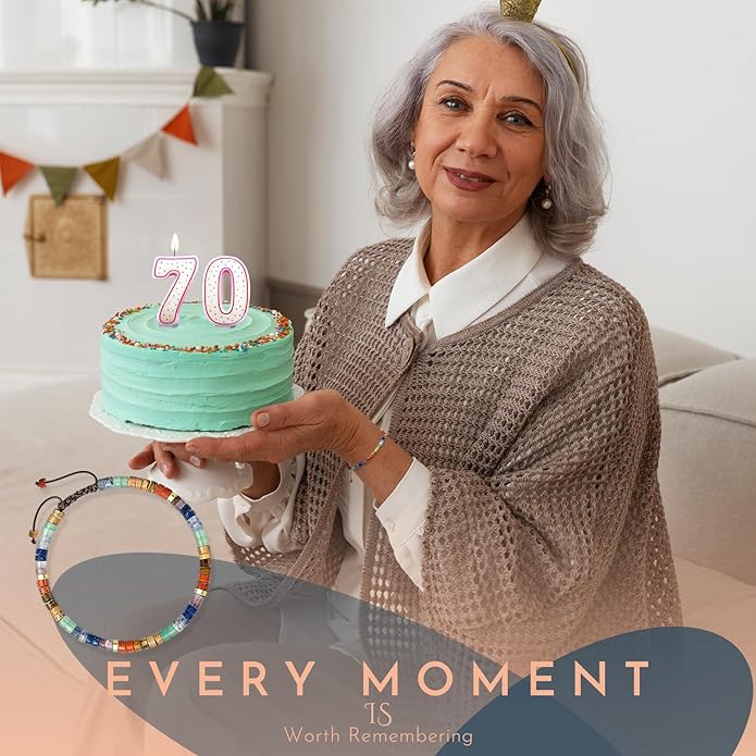 30th 40th 50th 60th 70th 80th Birthday Gifts for Women, Natural Stone Bracelet Birthday Gifts for Mom Daughter Grandma Sister Friends Coworker