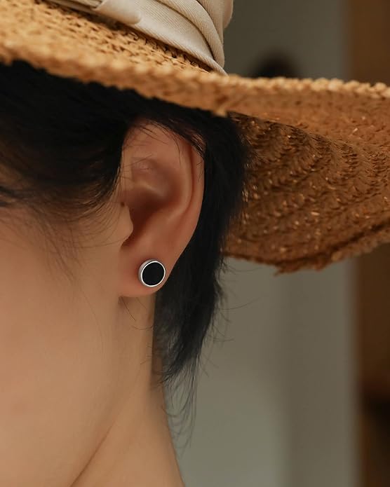 S.Leaf Gold Stud Earrings for Women 925 Sterling Silver Hypoallergenic Mother of Pearl Shell Stud Chain Earrings Friendship Jewelry Gifts for Women Her