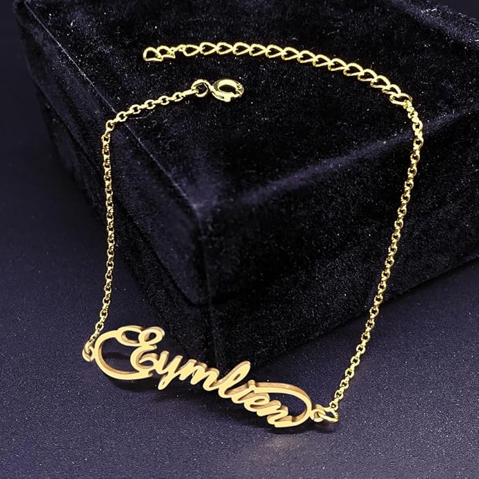 LucySky Custom Bracelets with 2 Names for Women, 925 Sterling Silver Adjustable Personalized Name Anklet, Custom Bracelets Summer Beach Jewelry Dainty Gifts for Wife, Sister, Friends