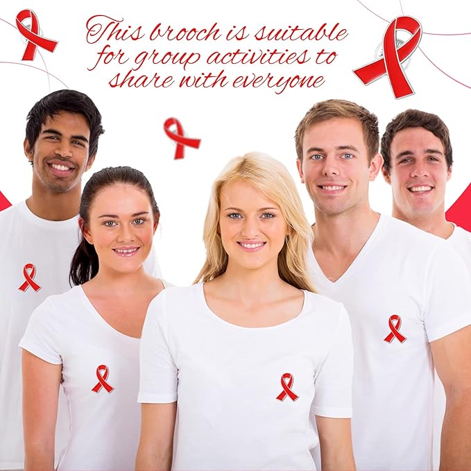 Batiyeer Red Ribbon Awareness Lapel Pin with Individual Package Brooch Hope Pins Cancer Heart Disease Tuberculosis HIV AIDS Awareness Pin for Red Ribbon Week Fundraising Charity Party Favors(200 Pcs)