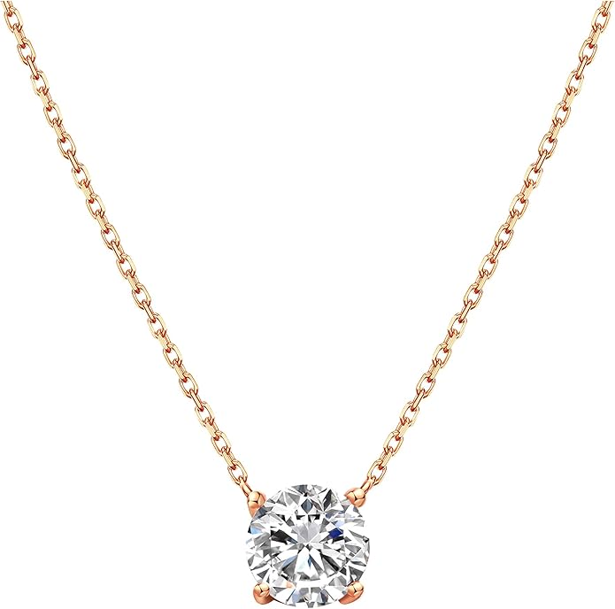 S.Leaf 18Karat Gold Plated Cubic Zirconia Necklace for Women S925 Sterling Silver 0.5/1/2cttw Dainty Crystal Cubic Zirconia Pendant Necklaces Best Friend Birthday Gifts for Women Trendy Sister Mom Wife Womens Her Friend Party