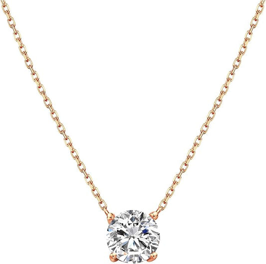 S.Leaf 18Karat Gold Plated Cubic Zirconia Necklace for Women S925 Sterling Silver 0.5/1/2cttw Dainty Crystal Cubic Zirconia Pendant Necklaces Best Friend Birthday Gifts for Women Trendy Sister Mom Wife Womens Her Friend Party