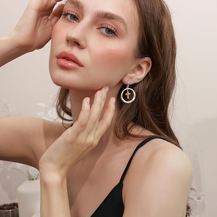 Mixed Metal Earrings, Round Circle Hoop Two Tone Dangle Earrings, Vintage Gold and Silver Geometric Earrings, Handmade Boho Earrings for Women