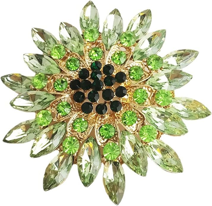 Rhinestone Large Flower Brooches Pins for Women Fashion Sparkly Crystal Sunflower Statement Brooch Unique Wedding Party Suit Dress Jewelry Accessories