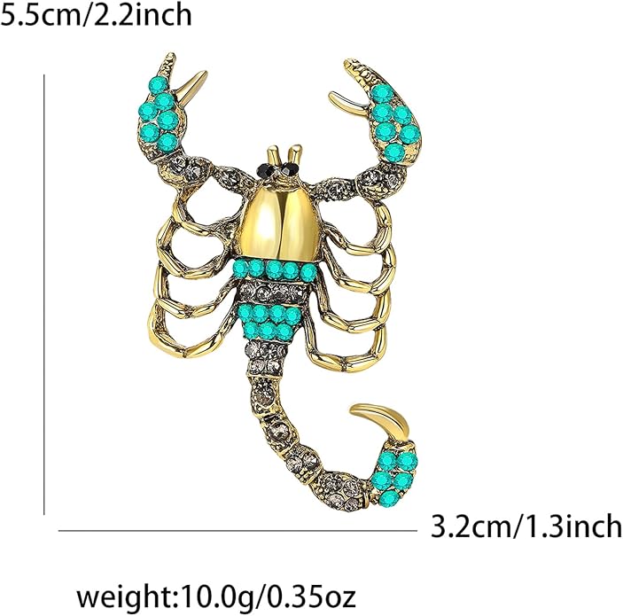 Dreuyet Rhinestone Scorpion Brooch Pin for Women Men Vintage Crystal Scorpion Brooches Punk Style Insect Animal Laple Pin Clothing Suits Accessories Christmas Birthday Jewelry