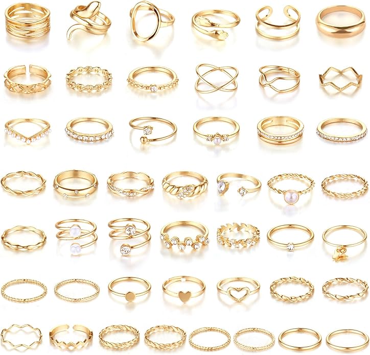 CHICUTIE Gold Knuckle Rings Set For Women Stackable Joint Finger Midi Rings Dainty Cubic Crystal Zirconia Simple Hollow Twist Cute Rings Pack Jewelry Gift
