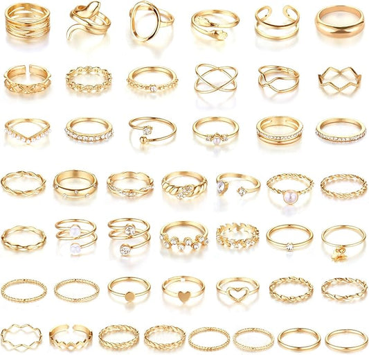 CHICUTIE Gold Knuckle Rings Set For Women Stackable Joint Finger Midi Rings Dainty Cubic Crystal Zirconia Simple Hollow Twist Cute Rings Pack Jewelry Gift